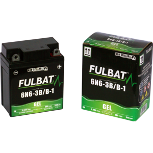 Fulbat battery  6N6-3B/B-1 GEL  6Volt  Capacity:6Ah  CCA:50Amp  L:95 W:55 H:117   P/N:550960  Polarity: - / +