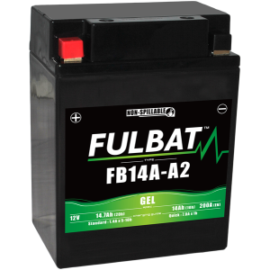 Fulbat battery  FB14A-A2  GEL  12Volt  Capacity:14Ah  CCA:200Amp  L:134 W:88 H:176   P/N:550971  Polarity: + / -