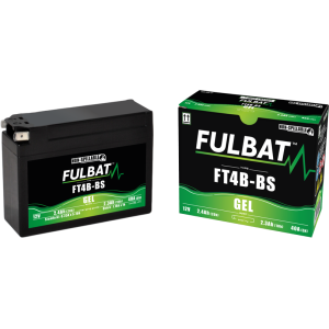 Fulbat battery  FT4B-BS GEL  12Volt  Capacity:2.3Ah  CCA:40Amp  L:113 W:38 H:85   P/N:550949  Polarity: 