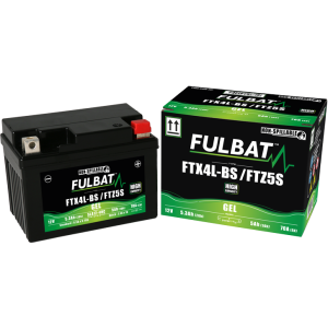 Fulbat battery  FTX4L-BS / FTZ5S GEL (High Capacity)  12Volt  Capacity:5Ah  CCA:70Amp  L:113 W:70 H:85   P/N:550671  Polarity: -