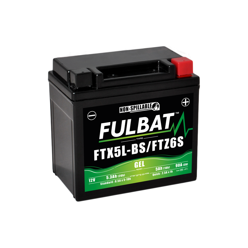 Fulbat battery FTX5L-BS / FTZ6S GEL (High Capacity) 12Volt Capacity:5Ah CCA:90Amp L:113 W:70 H:105 P/N:550919 Polarity: Fulbat battery FTX5L-BS / FTZ6S GEL (High Capacity) 12Volt Capacity:5Ah CCA:90Amp L:113 W:70 H:105 P/N:550919 Polarity: