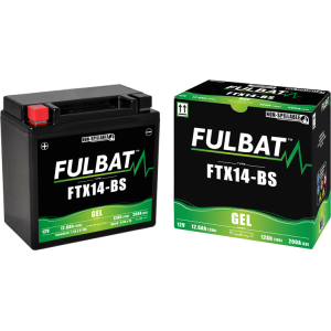 Fulbat battery  FTX14-BS GEL  12Volt  Capacity:12Ah  CCA:200Amp  L:150 W:87 H:145   P/N:550923  Polarity: +/-