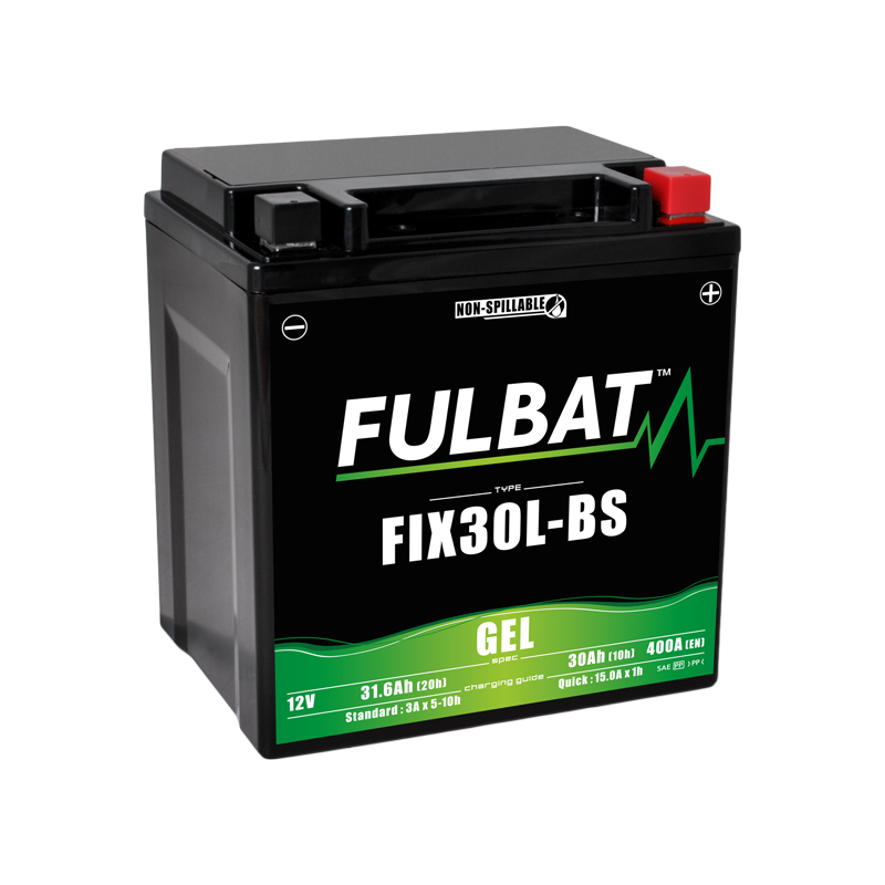 Fulbat battery FIX30L-BS GEL 12Volt Capacity:30Ah CCA:400Amp L:165 W:125 H:175 P/N:550943 Polarity: - / + Fulbat battery FIX30L-BS GEL 12Volt Capacity:30Ah CCA:400Amp L:165 W:125 H:175 P/N:550943 Polarity: - / +