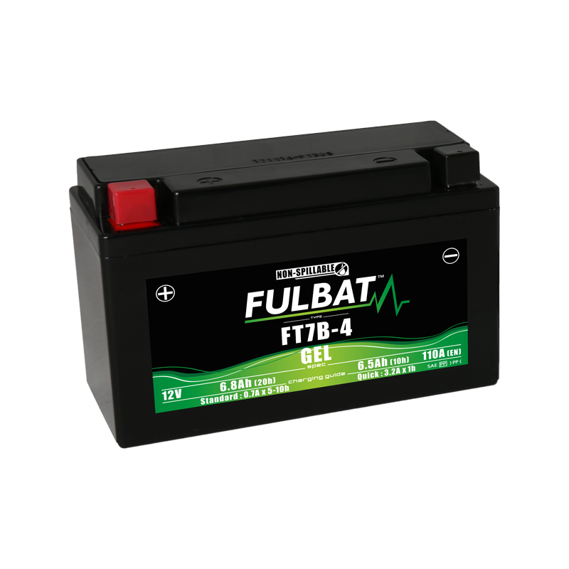 Fulbat battery FT7B-4 GEL 12Volt Capacity:6.5Ah CCA:110Amp L:150 W:65 H:93 P/N:550641 Polarity: + / - Fulbat battery FT7B-4 GEL 12Volt Capacity:6.5Ah CCA:110Amp L:150 W:65 H:93 P/N:550641 Polarity: + / -