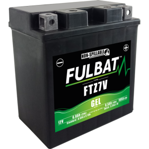 Fulbat battery  FTZ7V GEL  12Volt  Capacity:6,5Ah  CCA:105Amp  L:113 W:70 H:121   P/N:550998  Polarity: - / +