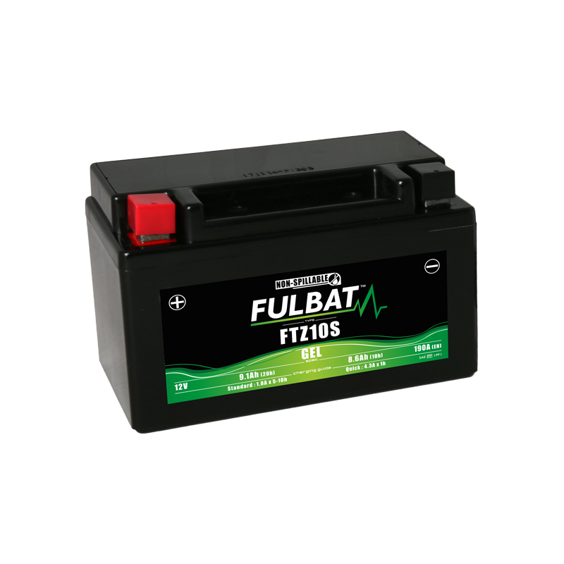 Fulbat battery FTZ10S GEL 12Volt Capacity:8.6Ah CCA:190Amp L:150 W:88 H:93 P/N:550636 Polarity: + / - Fulbat battery FTZ10S GEL 12Volt Capacity:8.6Ah CCA:190Amp L:150 W:88 H:93 P/N:550636 Polarity: + / -