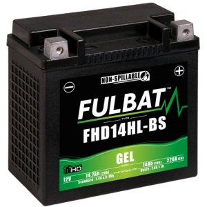Fulbat battery  FHD14HL-BS GEL (Harley.D)  12Volt  Capacity:14Ah  CCA:220Amp  L:150 W:87 H:145   P/N:550880  Polarity: - / +