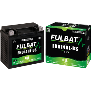 Fulbat battery  FHD14HL-BS GEL (Harley.D)  12Volt  Capacity:14Ah  CCA:220Amp  L:150 W:87 H:145   P/N:550880  Polarity: - / +