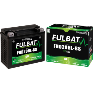 Fulbat battery  FHD20HL-BS GEL  (Harley.D)  12Volt  Capacity:20Ah  CCA:310Amp  L:175 W:87 H:155   P/N:550881  Polarity: - / +