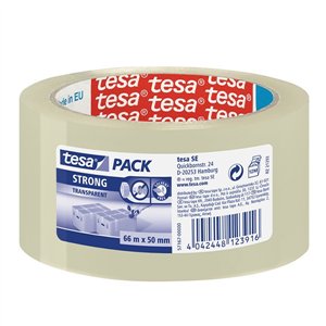 Tesa Pack Strong verpakkingstape transparant 50 mm x 66 m (3 rollen) 202362