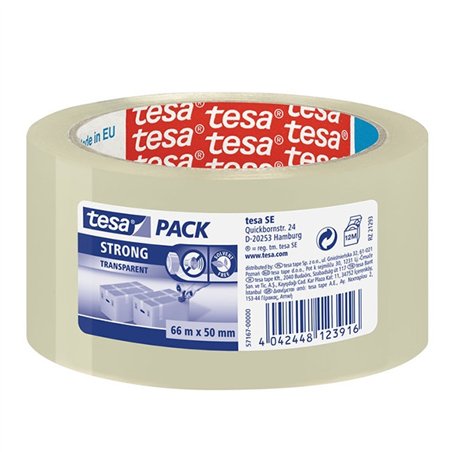 Tesa Pack Strong verpakkingstape transparant 50 mm x 66 m (3 rollen) 202362