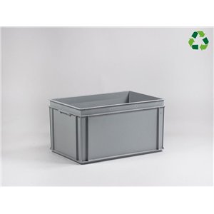 Euronorm stapelbak, E-line Normbox, 600x400x325 mm, 60 liter, grijs gerecycled plastic 