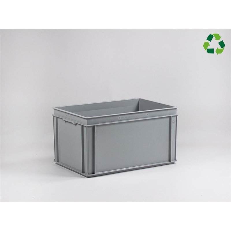 Euronorm stapelbak, E-line Normbox, 600x400x325 mm, 60 liter, grijs gerecycled plastic 