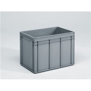 Euronorm stapelbak, Normbox, 600x400x425 mm, 90 liter grijs virgin plastic