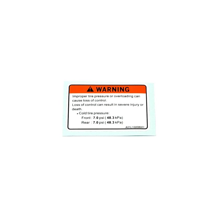 Segway Tire pressure label - Partnr: A01L10008001