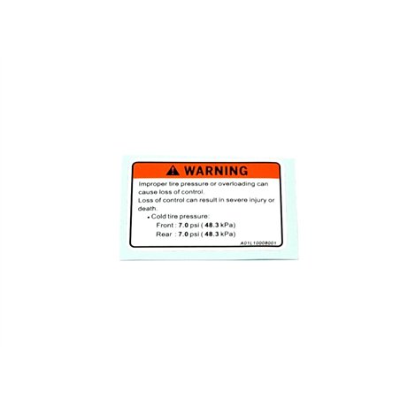 Segway Tire pressure label - Partnr: A01L10008001