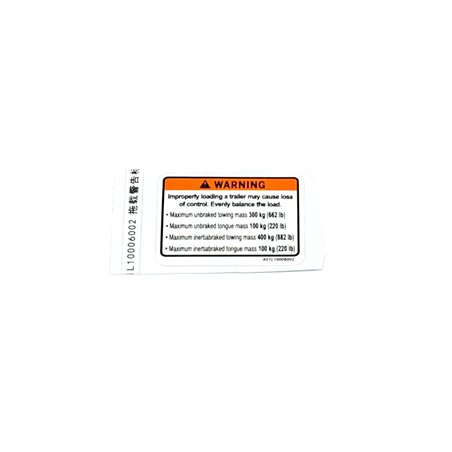 Segway TOWING WARNNING LABEL - Partnr: A01L10006002 R/B A01-L100061-000-00