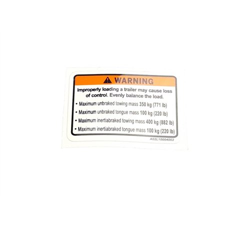 Segway Towing warning label (extended long vers - Partnr: A02L10004002 R/B A02-L100034-000-00