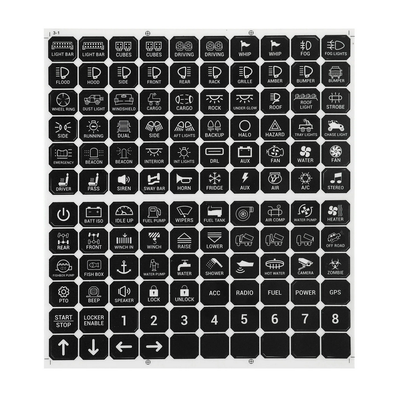 Auxbeam 120 Universal Stickers for Switch Panel Auxbeam 120 Universal Stickers for Switch Panel