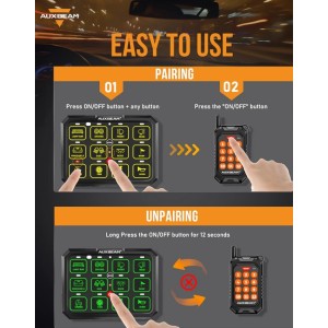 Auxbeam AC-1200 RGB Switch Panel with APP&Remote Control, Toggle/ Momentary/ Pulsed Mode Supported (One-Sided Outlet)
