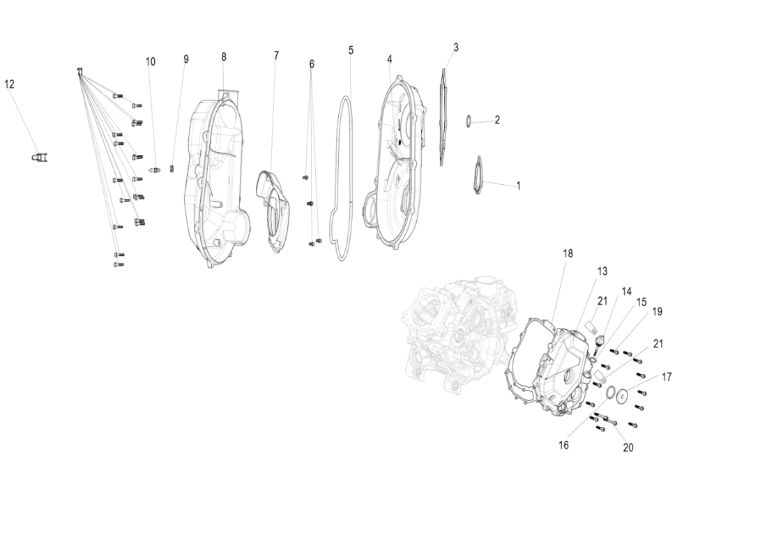 CVT COVER AND LEFT CRANKCASE COVER