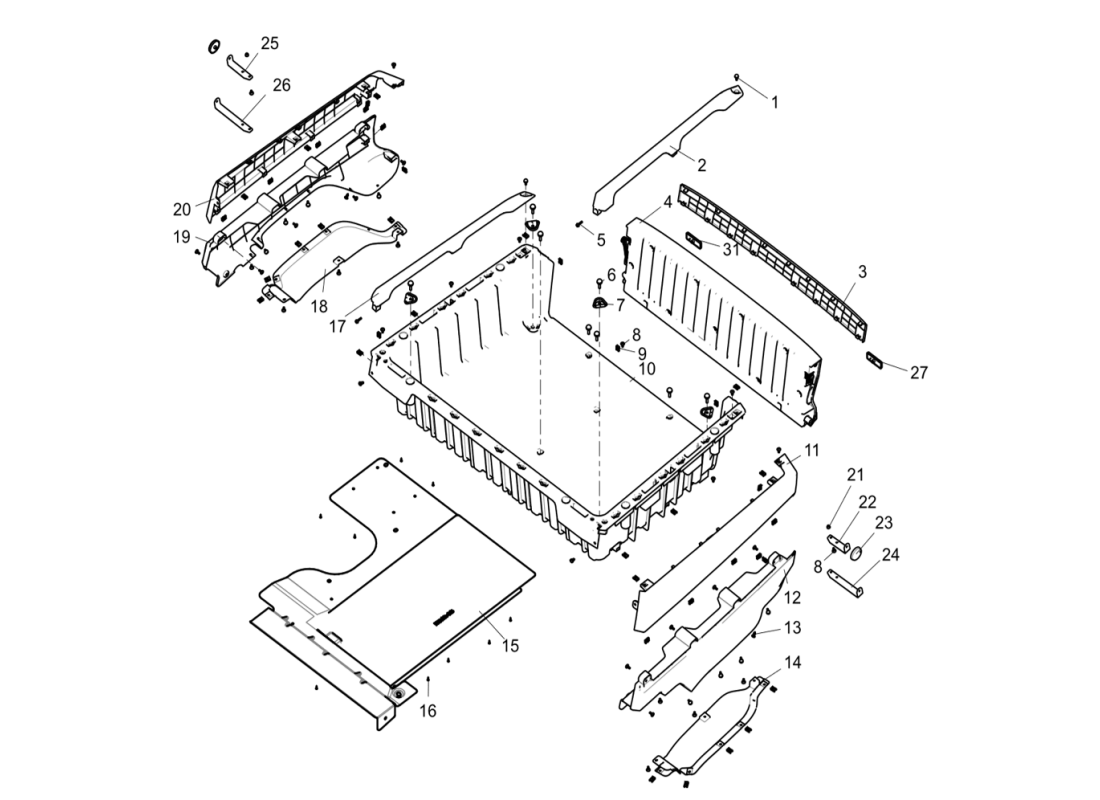 Rear cargo box components