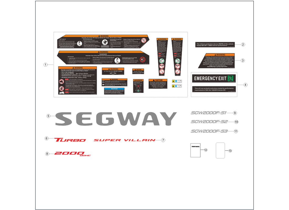 SX20B07A Warning Label - Segway