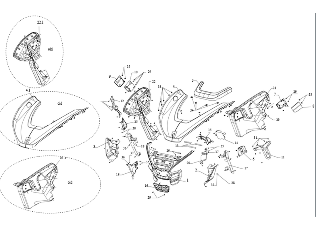 SX10A09 Front Plastic Parts - BODY