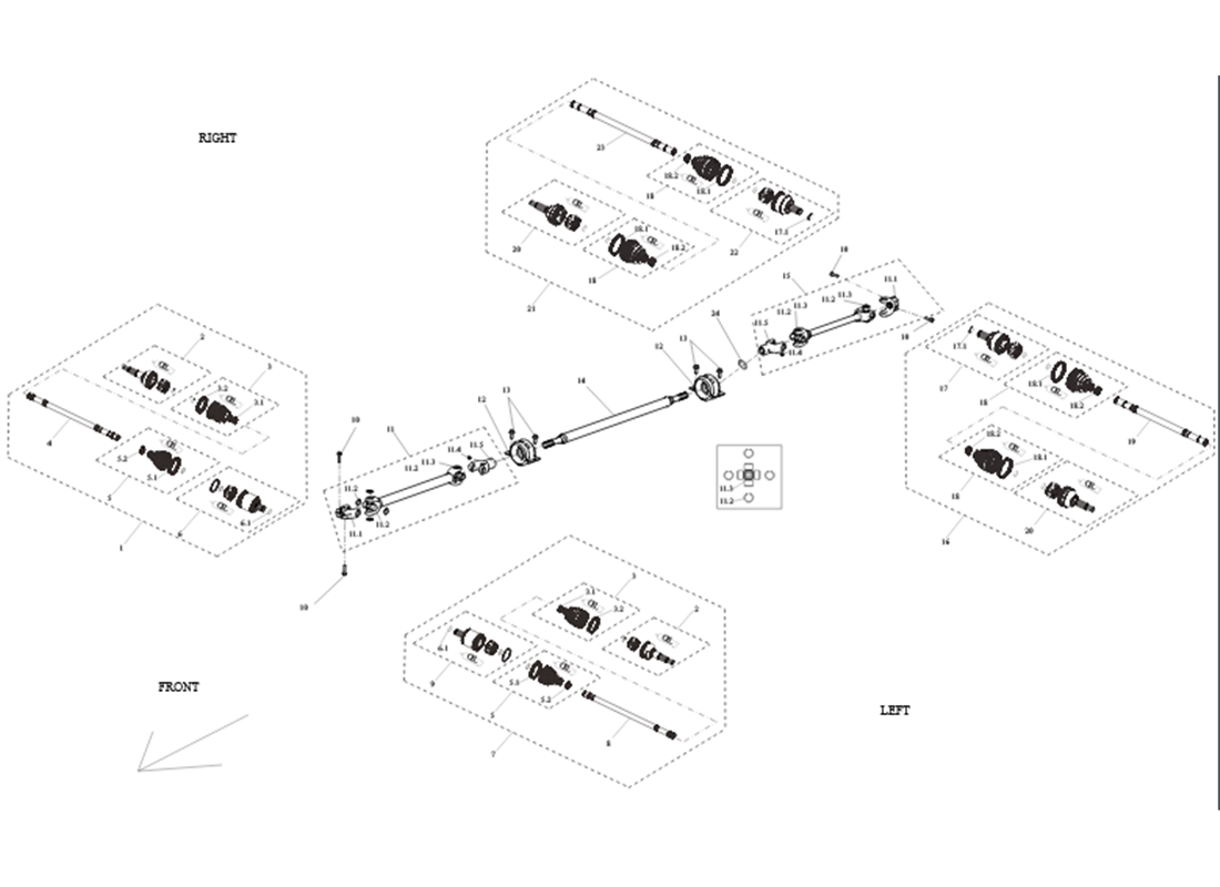 SX10C05-Aandrijfas Smal | Chassis